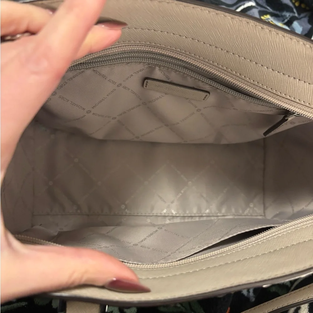 Michael Kors Gray/Very light Pink Studded Satchel